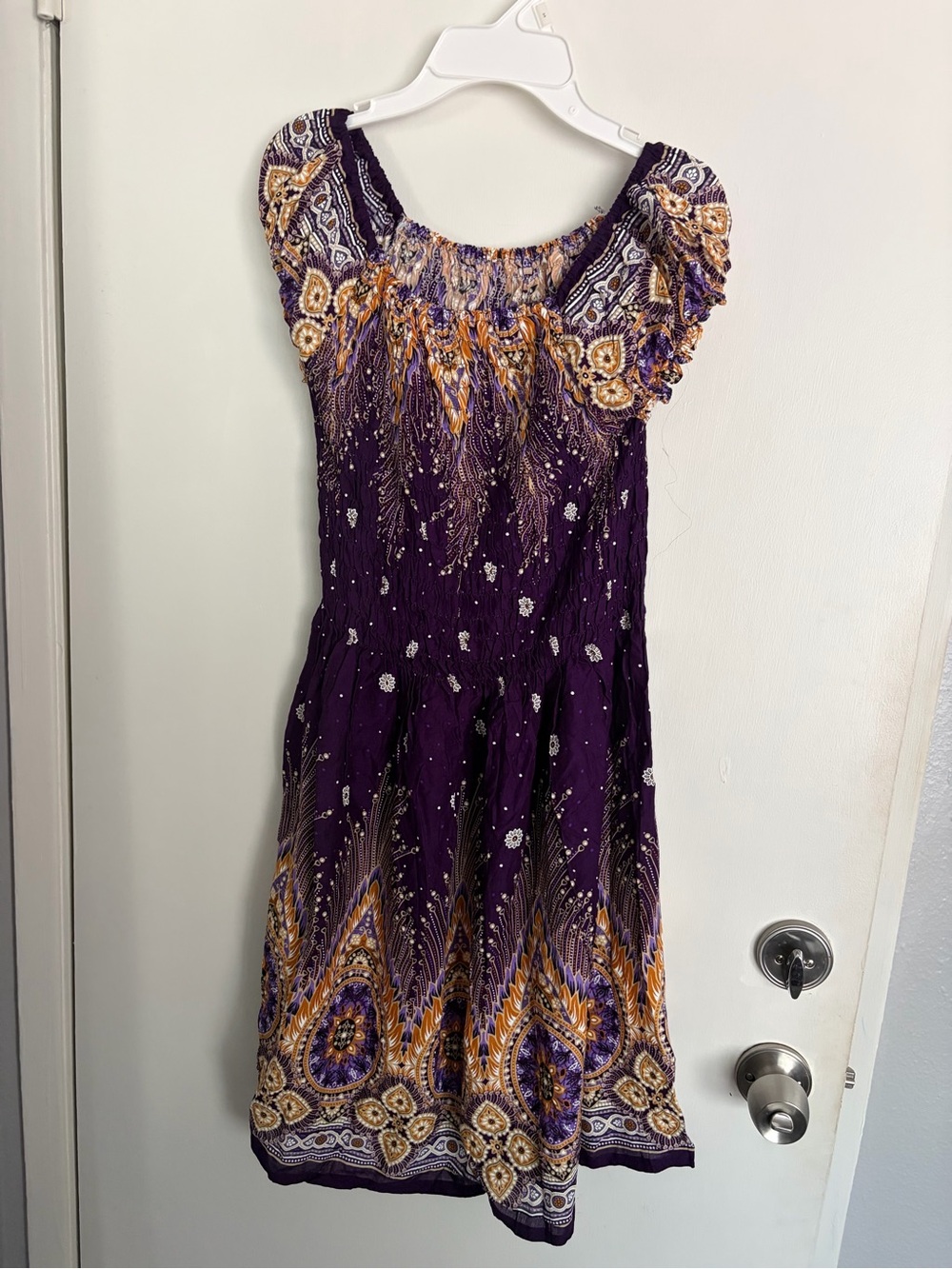 Boho Purple Floral Short Dress